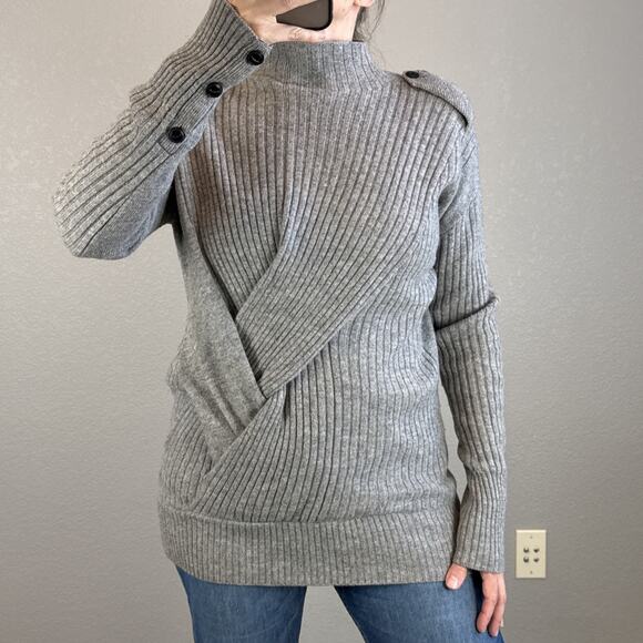 Rag & Bone Womens Dale Twist Tunic Sweater Size S Heather Gray Merino Wool - Picture 1 of 10